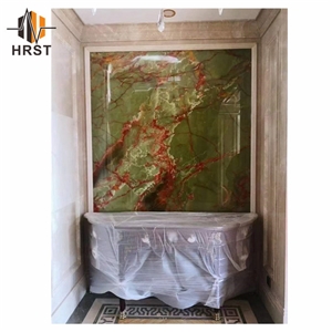 Natural Ancient Green Onyx Stone Slab For Backlit Wall Panel
