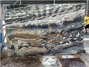 LUXURY BROWN GREEN MARBLE SLAB FOR WALL