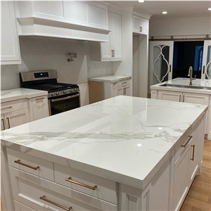 Customized White Marble Kitchen Countertop For Home Design