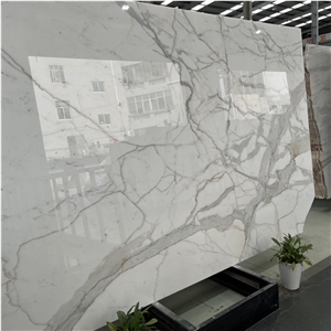 Luxury High Quality Italian Calacatta White Marble Slab Wall