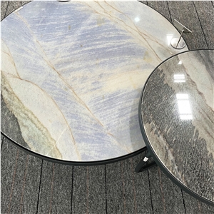Luxury Stone Round Coffee Table Set For Living Room Decor