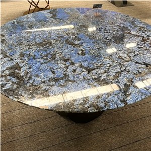 Modern Blue Granite Round Dining Table For Home And Hotel