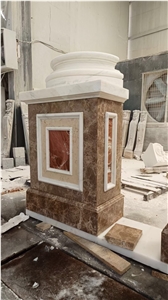 Carved Stone Column Marble Carrara Hollow Roman Column Piece