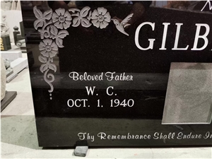 Engraved Stone Tombstone Granite Absolute Black Monument