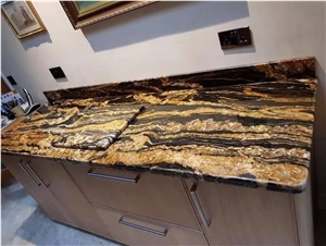Prefab Stone Kitchen Countertop Granite Taurus Gold Bar Tops