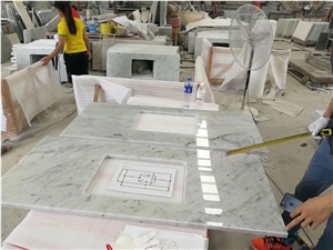 Prefab Stone Vanity Tops Marble Carrara Double Sink Bath Top