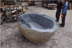 Solid River Stone Bath Tubs Natural Eclipse Pedestal Tub