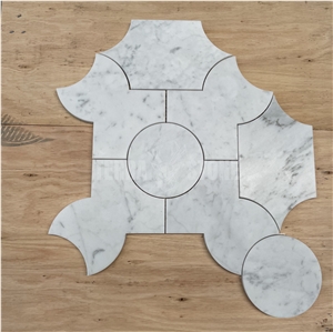 Bianco Carrara White Marble Waterjet Mosaic Tiles Honed