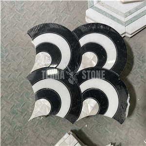 Black And White Marble Mosaic Hexagon Star Design Wall Tile