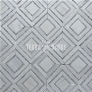 Dolomite White Marble Mosaic Water Jet Stone Backsplash Tile