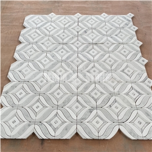 Thassos And Carrara White Marble Waterjet Mosaic Stone Tile