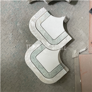 Thassos White And Ming Green Marble Waterjet Mosaic Tile