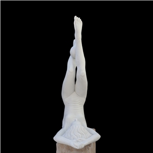 White Marble Female Synchronized Swimmer Sculpture