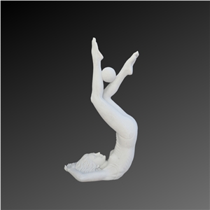 White Marble Female Synchronized Swimmer Sculpture