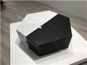 Marble Plinth Hexagon Coffee Table Marble Cocktail Table