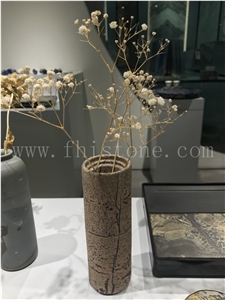 Modern Design Fossil Stone Vase Fancy Home Decoration