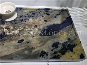 Sodalite Blue Granite Tea Tray Handcrafts Gift Decoration