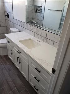 Calacatta Quartz Vanity And Bathroom Tops