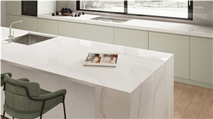 Carrara White Perimeter Quartz Kitchen Countertops
