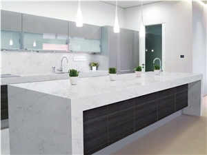 Carrara White Perimeter Quartz Kitchen Countertops