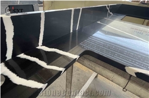 30Mm Black Artificial Quartz Stone Prefab Kitchen Countertop