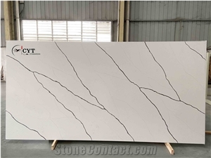 30Mm Thick Artificial Carrara Quartz Engineered Marble Stone