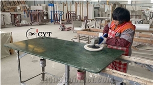 Green Marble Restaurant Cafe Rectangle Table Work Tops