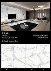 Calacatta Artificial Sintered Stone Slab For Wall