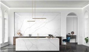 Calacatta White Porcelain Artificial Slab For Wall And Floor