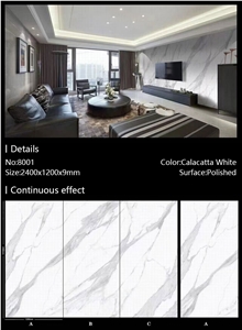 Chinese Calacatta White Artificial Sintered Stone Wall Slab