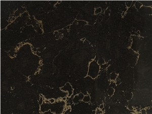 Vietnam Carrara Black Gold Veins Quartz Slabs VV1034