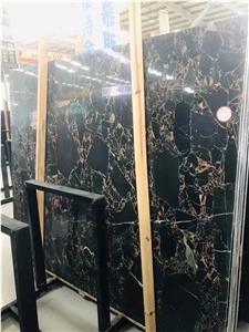 Chinese Nero Portoro Gold Marble Slabs Tiles