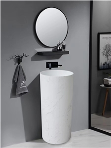 White Marble Bathroom Pedestal Basin