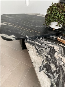 Eclipse Granite With Inlaid Brass Coffee Tables