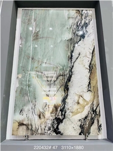 Bianco Cristallo Tiffany Green Quartzite Slabs & Background