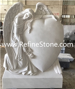 European Style Marble + Granite Statue Gravestone Carving