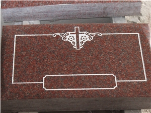Imperial Red Granite Tombstone Romanian Headstone Cemetery
