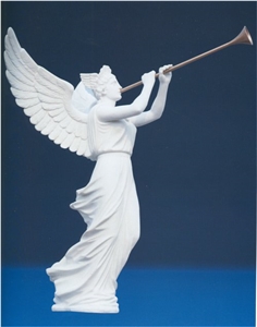 Wholesale White Marble Garden Statue Winged Angel Figurine
