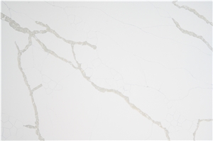 Artificial Quartz Stone Slab With White  Color Polished Top