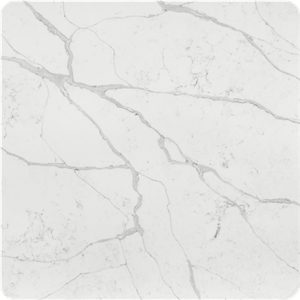 Artificial Quartz Stone Slab With White  Grey Veins Color