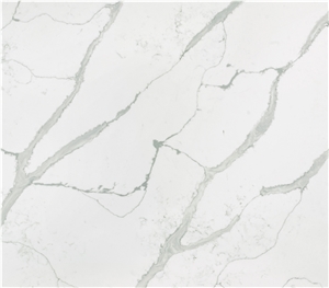 Artificial Quartz Stone Slab With White  Grey Veins Color