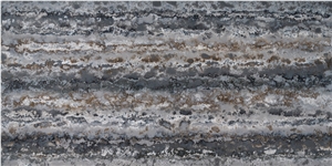 Grey Marble Look Quartz Slab With Horizon Veins