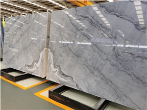 Big Natural Grey Gray Marble Slab With  White Veins