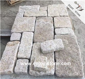 Tumbled Yellow Granite Cubes, Floor Paving / Wall Masonry
