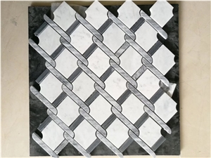 Casablanca Carrara - 12" X 12" Waterjet Marble Lantern Mosaic Tile