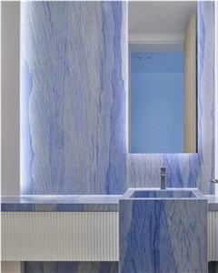 Brazil Azul Macaubas Quartzite Blue Polished Bathroom Wall