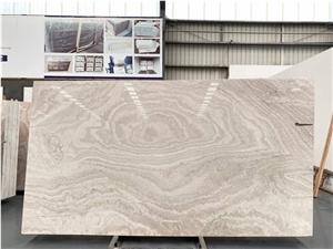 China Cloud Grey Wood Grain Marble Polished Slabs