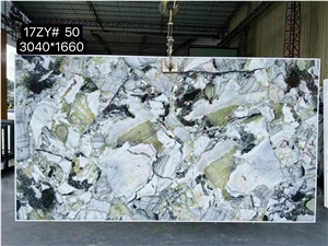 China Cold Jade Marble Polished Green Big  Slabs