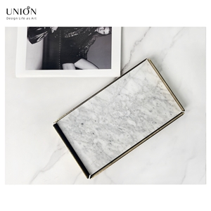 UNION DECO Carrara Marble Stone Decorative Tray For Vanity