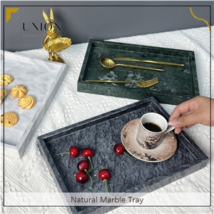 UNION DECO Green Marble Display Tray For Jewelry, Fruit